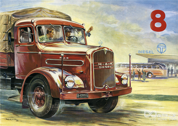 1951年,匹配了V8發(fā)動(dòng)機(jī)的曼恩F8卡車，可達(dá)180 馬力。.jpg